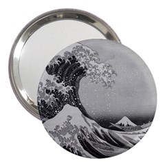 Black And White Japanese Great Wave Off Kanagawa By Hokusai 3  Handbag Mirrors by PodArtist