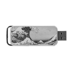 Black And White Japanese Great Wave Off Kanagawa By Hokusai Portable Usb Flash (two Sides) by PodArtist