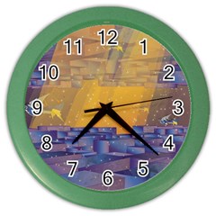 Up Down City Color Wall Clocks by berwies