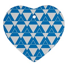 Blue & White Triangle Pattern  Ornament (heart) by berwies