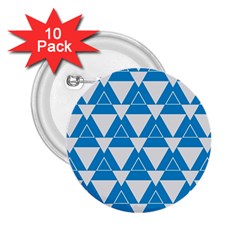 Blue & White Triangle Pattern  2 25  Buttons (10 Pack) 