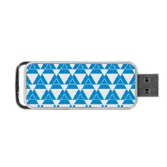 Blue & White Triangle Pattern  Portable Usb Flash (one Side) by berwies