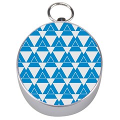 Blue & White Triangle Pattern  Silver Compasses by berwies
