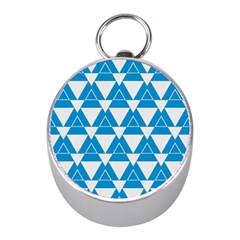 Blue & White Triangle Pattern  Mini Silver Compasses by berwies