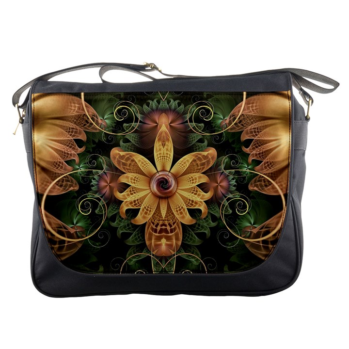 Beautiful Filigree Oxidized Copper Fractal Orchid Messenger Bags