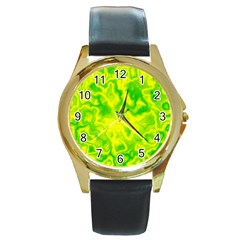 Pattern Round Gold Metal Watch