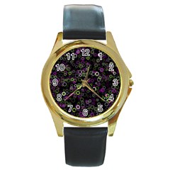 Pattern Round Gold Metal Watch by gasi