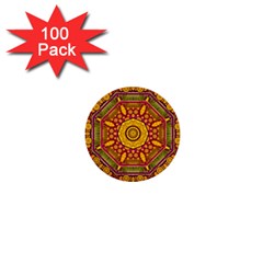 Sunshine Mandala And Other Golden Planets 1  Mini Buttons (100 Pack)  by pepitasart