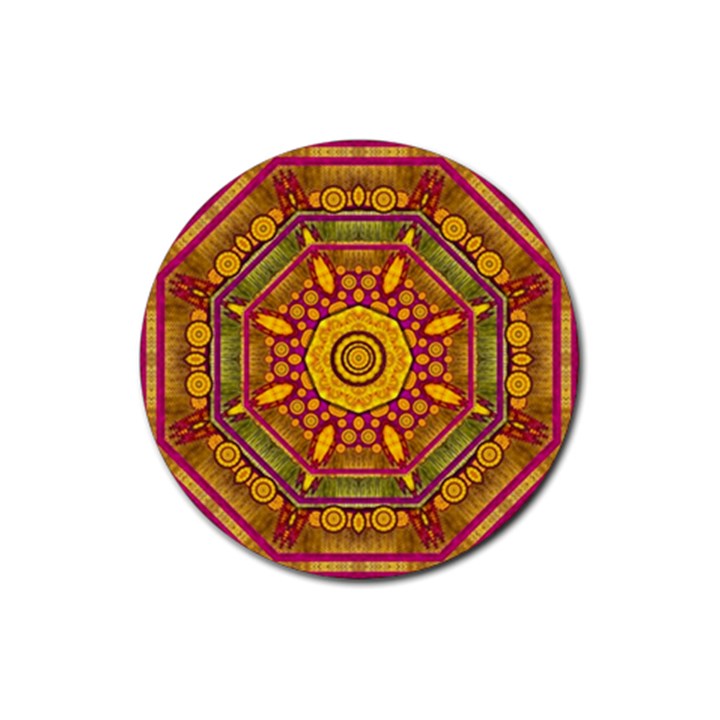 Sunshine Mandala And Other Golden Planets Rubber Round Coaster (4 pack) 