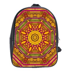 Sunshine Mandala And Other Golden Planets School Bag (large) by pepitasart