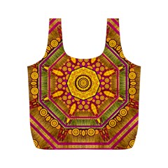 Sunshine Mandala And Other Golden Planets Full Print Recycle Bags (m)  by pepitasart