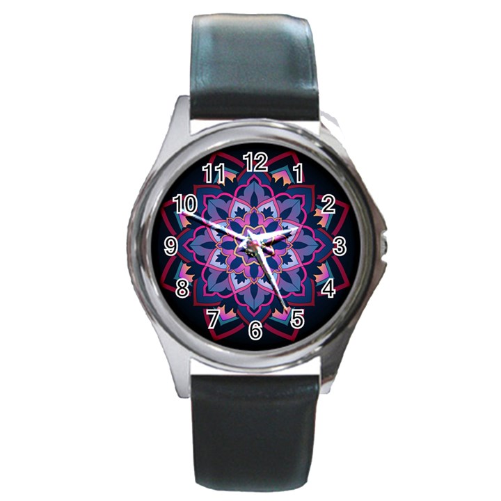 Mandala Circular Pattern Round Metal Watch