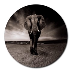 Elephant Black And White Animal Round Mousepads by Celenk