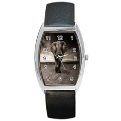 Elephant Black And White Animal Barrel Style Metal Watch by Celenk