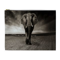 Elephant Black And White Animal Cosmetic Bag (xl) by Celenk