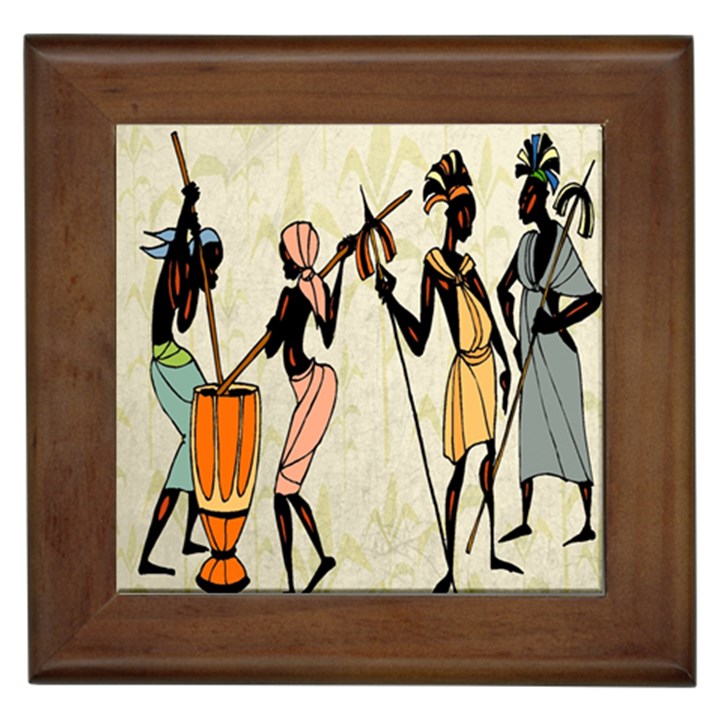 Man Ethic African People Collage Framed Tiles