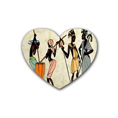 Man Ethic African People Collage Rubber Coaster (heart)  by Celenk