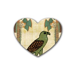 Egyptian Paper Papyrus Bird Rubber Coaster (heart)  by Celenk