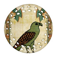 Egyptian Paper Papyrus Bird Round Filigree Ornament (two Sides) by Celenk