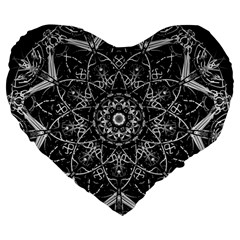 Mandala Psychedelic Neon Large 19  Premium Heart Shape Cushions by Celenk