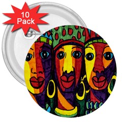 Ethnic Bold Bright Artistic Paper 3  Buttons (10 pack) 