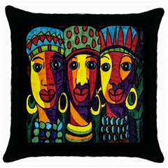 Ethnic Bold Bright Artistic Paper Throw Pillow Case (Black)