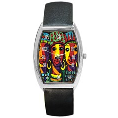 Ethnic Bold Bright Artistic Paper Barrel Style Metal Watch