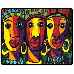 Ethnic Bold Bright Artistic Paper Double Sided Fleece Blanket (Medium) 