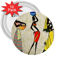 Woman Ethic African People Collage 3  Buttons (10 Pack)  by Celenk