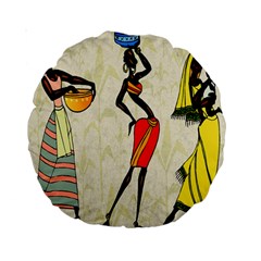 Woman Ethic African People Collage Standard 15  Premium Round Cushions