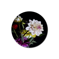 Dahlias Dahlia Dahlia Garden Rubber Round Coaster (4 Pack) 