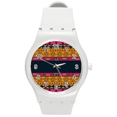 Pattern Ornaments Africa Safari Round Plastic Sport Watch (m) by Celenk