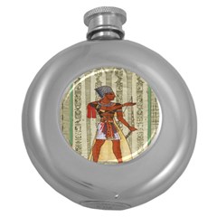 Egyptian Design Man Royal Round Hip Flask (5 Oz) by Celenk