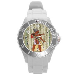 Egyptian Design Man Royal Round Plastic Sport Watch (l) by Celenk