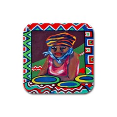 Ethnic Africa Art Work Drawing Rubber Square Coaster (4 Pack)  by Celenk