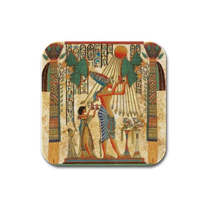 Egyptian Man Sun God Ra Amun Rubber Square Coaster (4 pack) 