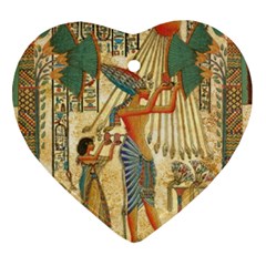 Egyptian Man Sun God Ra Amun Heart Ornament (two Sides) by Celenk