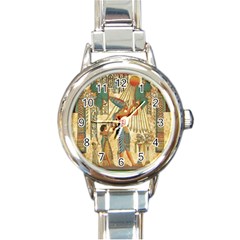 Egyptian Man Sun God Ra Amun Round Italian Charm Watch by Celenk