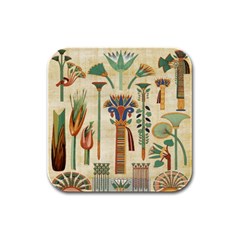 Egyptian Paper Papyrus Hieroglyphs Rubber Square Coaster (4 Pack)  by Celenk