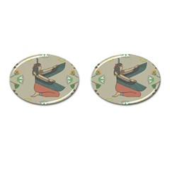 Egyptian Woman Wings Design Cufflinks (oval) by Celenk