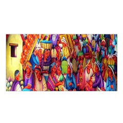 Guatemala Art Painting Naive Satin Shawl by Celenk