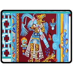 Mexico Puebla Mural Ethnic Aztec Fleece Blanket (large)  by Celenk