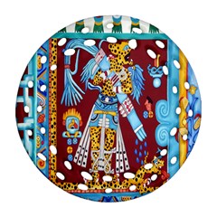 Mexico Puebla Mural Ethnic Aztec Ornament (round Filigree) by Celenk