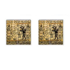 Mystery Pattern Pyramid Peru Aztec Font Art Drawing Illustration Design Text Mexico History Indian Cufflinks (square) by Celenk