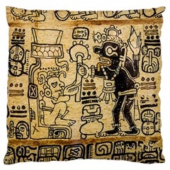 Mystery Pattern Pyramid Peru Aztec Font Art Drawing Illustration Design Text Mexico History Indian Large Cushion Case (two Sides)