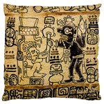 Mystery Pattern Pyramid Peru Aztec Font Art Drawing Illustration Design Text Mexico History Indian Large Cushion Case (Two Sides) Back