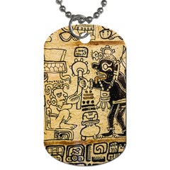 Mystery Pattern Pyramid Peru Aztec Font Art Drawing Illustration Design Text Mexico History Indian Dog Tag (two Sides) by Celenk