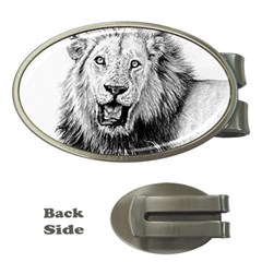 Lion Wildlife Art And Illustration Pencil Money Clips (oval)  by Celenk