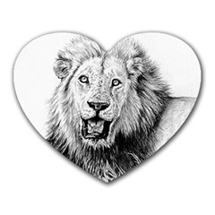 Lion Wildlife Art And Illustration Pencil Heart Mousepads by Celenk