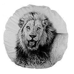 Lion Wildlife Art And Illustration Pencil Large 18  Premium Flano Round Cushions by Celenk